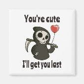 Schattigee Grim Reaper met romantisch hart Magneet (Voorkant)