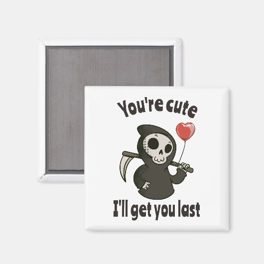 Schattigee Grim Reaper met romantisch hart Magneet (Voorkant / Achterkant)