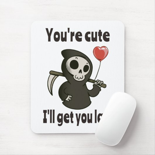 Schattigee Grim Reaper met romantisch hart Muismat (Met muis)