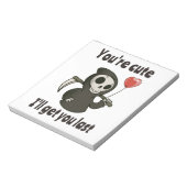 Schattigee Grim Reaper met romantisch hart Notitieblok (Linkerzijde)