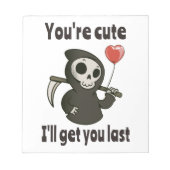 Schattigee Grim Reaper met romantisch hart Notitieblok (Voorkant)