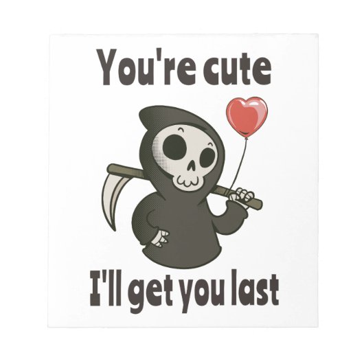 Schattigee Grim Reaper met romantisch hart Notitieblok (Voorkant)