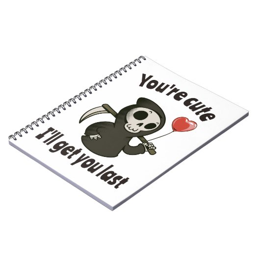 Schattigee Grim Reaper met romantisch hart Notitieboek (Linkerzijde)