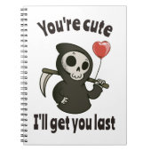Schattigee Grim Reaper met romantisch hart Notitieboek (Voorkant)