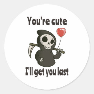 Schattigee Grim Reaper met romantisch hart Ronde Sticker