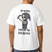 Schattigee Grim Reaper met Skull Mok Cartoon Art T-shirt (Achterkant)