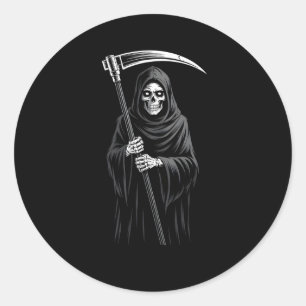 Schattigee Grim Reaper Spooky Grave Snoep Digger M Ronde Sticker