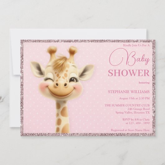 Schattigee Grinning Baby Giraffe, Baby shower Kaart (Voorkant)