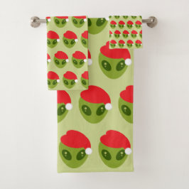 Schattigee groene alien in Santa Hat Pattern Bad Handdoek