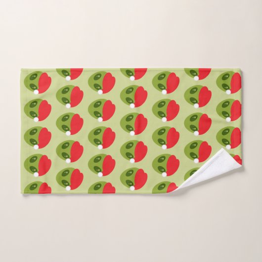 Schattigee groene alien in Santa Hat Pattern Bad Handdoek (Handdoek)
