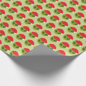 Schattigee groene alien in Santa Hat Pattern Cadeaupapier (Hoek)