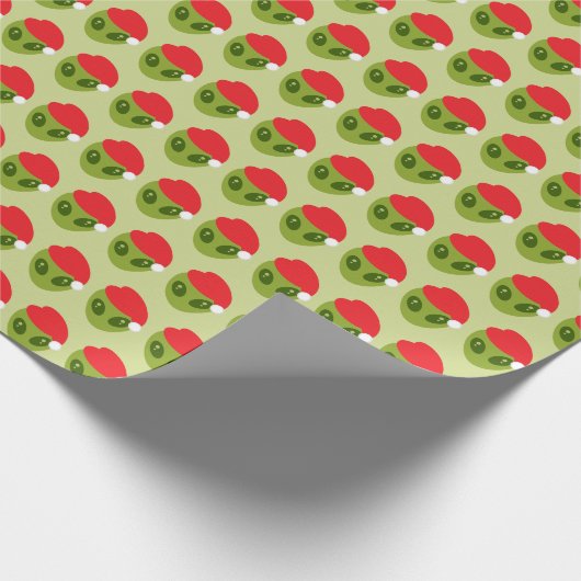 Schattigee groene alien in Santa Hat Pattern Cadeaupapier (Hoek)