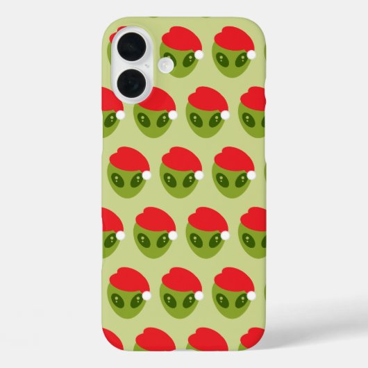 Schattigee groene alien in Santa Hat Pattern Case-Mate iPhone Case (Achterkant)