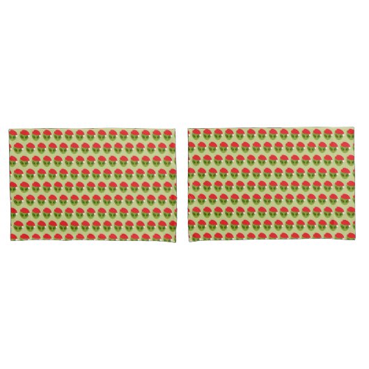 Schattigee groene alien in Santa Hat Pattern Kussensloop (Voorkant-Set)