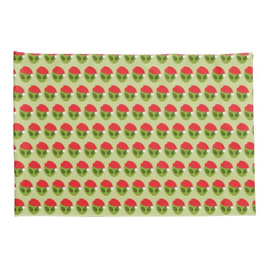 Schattigee groene alien in Santa Hat Pattern Kussensloop (Achterkant-Rechts)