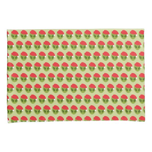Schattigee groene alien in Santa Hat Pattern Kussensloop (Voorkant-Rechts)