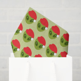 Schattigee groene alien in Santa Hat Pattern Tissuepapier