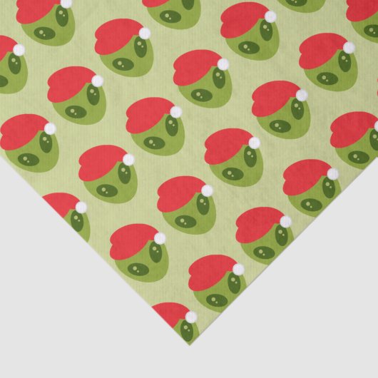 Schattigee groene alien in Santa Hat Pattern Tissuepapier (Detail)