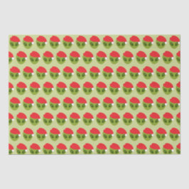 Schattigee groene alien in Santa Hat Pattern Tissuepapier