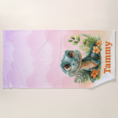 Schattigee Groene Alligator Cloud Sky Girl Strandlaken (Voorkant)