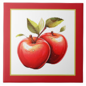 Schattigee groene appel waterverf keuken tegeltje (Voorkant)