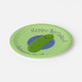 Schattigee groene augurk komkommer gepersonaliseer papieren bordje (Gekanteld)