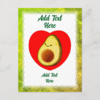 Schattigee groene avocado Cartoon in rode hart