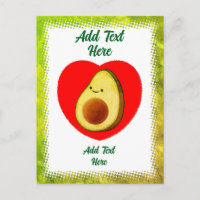 Schattigee groene avocado Cartoon in rode hart 