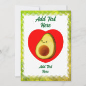 Schattigee groene avocado Cartoon in rode hart  Kaart (Voorkant)