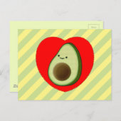 Schattigee groene avocado Cartoon in rood hart Briefkaart (Voorkant / Achterkant)