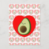 Schattigee groene avocado Cartoon in rood hart Briefkaart (Voorkant)