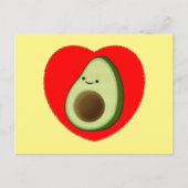 Schattigee groene avocado Cartoon in rood hart Cus Briefkaart (Voorkant)