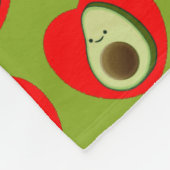 Schattigee groene avocado Cartoon in rood hart Fleece Deken (Hoek)