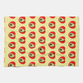 Schattigee groene avocado Cartoon in rood hart Theedoek (Horizontaal)