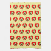 Schattigee groene avocado Cartoon in rood hart Theedoek (Verticaal)