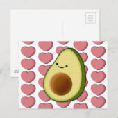 Schattigee groene avocado in rode hart Valentijnse Briefkaart (Voorkant / Achterkant)