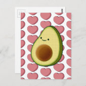 Schattigee groene avocado in rode hart Valentijnse Briefkaart (Voorkant / Achterkant)