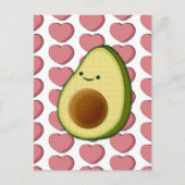 Schattigee groene avocado in rode hart Valentijnse Briefkaart (Voorkant)