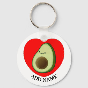 Schattigee groene avocado in rood hart aangepaste  sleutelhanger