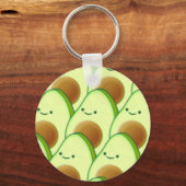 Schattigee groene avocado over tekening sleutelhanger (Achterkant)