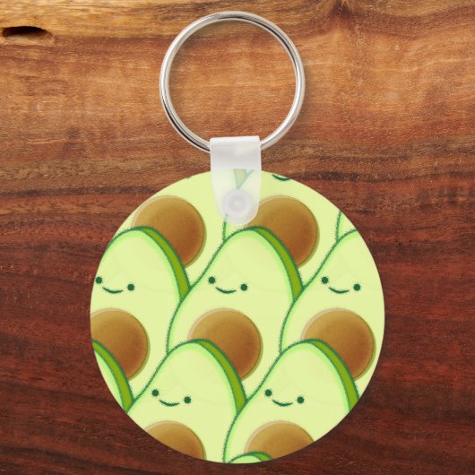 Schattigee groene avocado over tekening sleutelhanger (Achterkant)