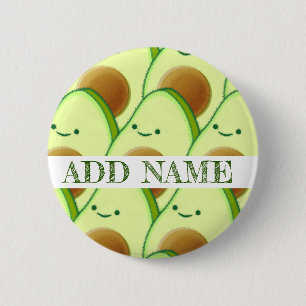 Schattigee groene avocado overal tekening aangepas ronde button 5,7 cm