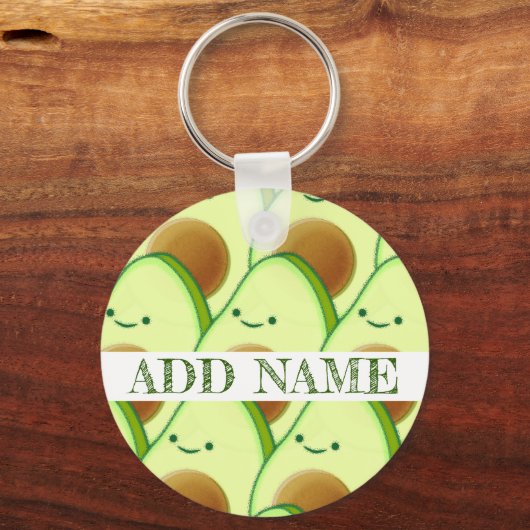 Schattigee groene avocado overal tekening aangepas sleutelhanger (Achterkant)