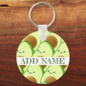 Schattigee groene avocado overal tekening aangepas sleutelhanger (Voorkant)