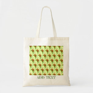 Schattigee groene avocado overal tekening aangepas tote bag