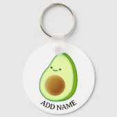 Schattigee Groene Avocado Tekening Aangepaste Naam Sleutelhanger (Achterkant)