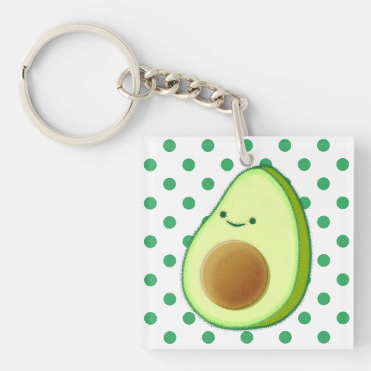 Schattigee groene avocado tekening groene polka st sleutelhanger (voorkant)