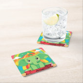 Schattigee Groene Baby Olifant Rainbow Aangepaste  Kartonnen Onderzetters (Insitu)