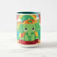Schattigee Groene Baby Olifant Rainbow Aangepaste