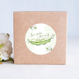 Schattigee groene Baby Twins Twee erwten in een po Ronde Sticker